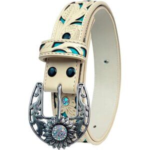 TOPACC Western Belts for Women Men Cowgirl Cowboy Country Belts with Buckles